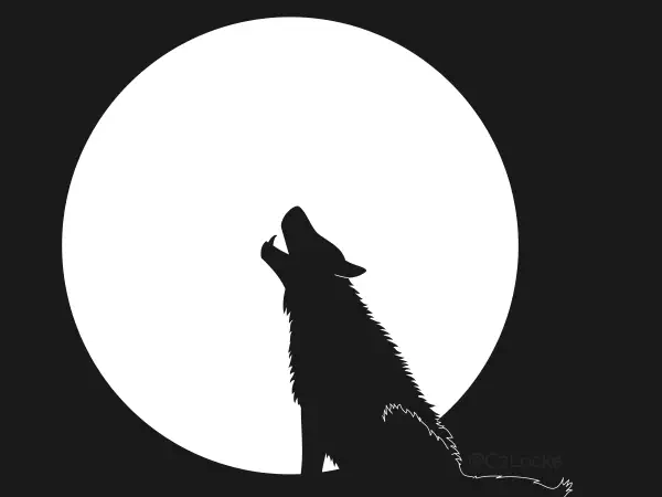 A wolf and a moon